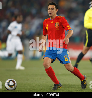 Xavi of Spain controls the ball against Honduras during a 2010 FIFA World Cup Group H match June 21, 2010 at Ellis Park Stadium. Stock Photo