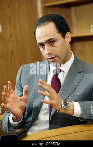 Gamal Mubarak, son of Egypt's President Hosni Mubarak, in an interview in 2003 in Cairo. Stock Photo