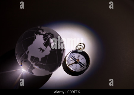 Globe and Compass for background Stock Photo