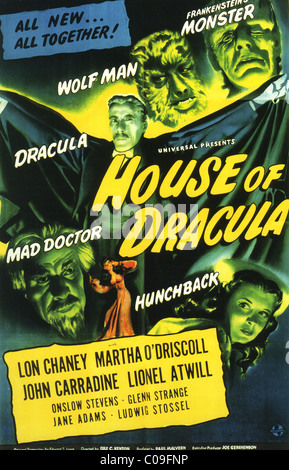 HOUSE OF DRACULA   Poster for 1945 Universal film with Lon Chaney Stock Photo