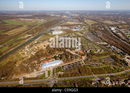 Aerial view, zoo, Zoom Erlebniswelt animal theme park, Holderlinstrasse 72, Gelsenkirchen, Ruhrgebiet region Stock Photo