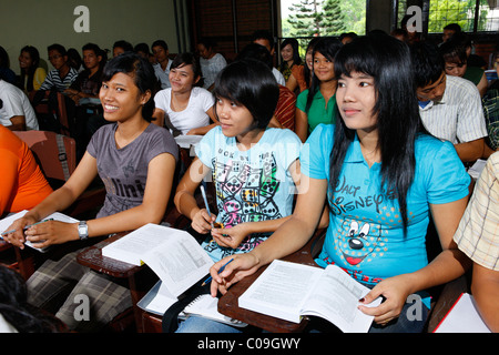 Students during a lecture, Dr. Nommensen University, Medan, Sumatra, Indonesia, Asia Stock Photo