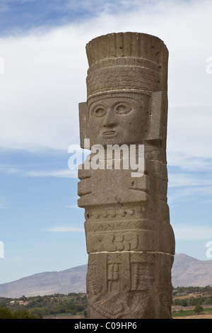 Toltec Atlantean Warrior figure in the ancient Toltec capital of Tula or Tollan in central Mexico. Stock Photo