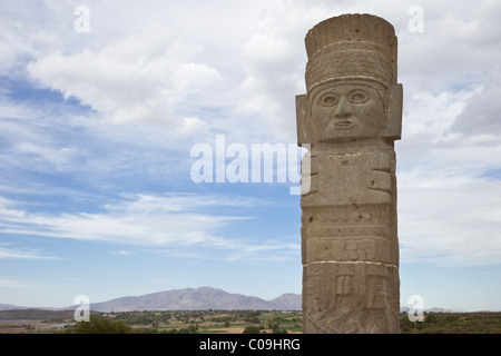 Toltec Atlantean Warrior figure in the ancient Toltec capital of Tula or Tollan in central Mexico. Stock Photo