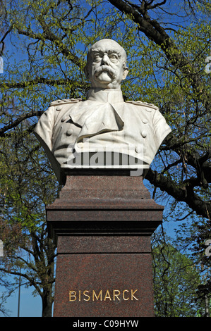 Marble bust of Otto von Bismarck, 1815-1898, Bismarckplatz, Heidelberg, Baden-Wuerttemberg, Germany, Europe Stock Photo