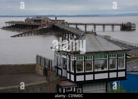 The derelict Birnbeck Pier, Weston Super Mare, Somerset, UK Stock Photo