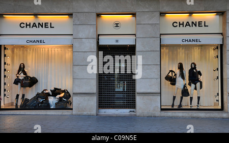 Shop CHANEL, Passeig de Gracia boulevard, Barcelona, Catalonia, Spain, Europe Stock Photo
