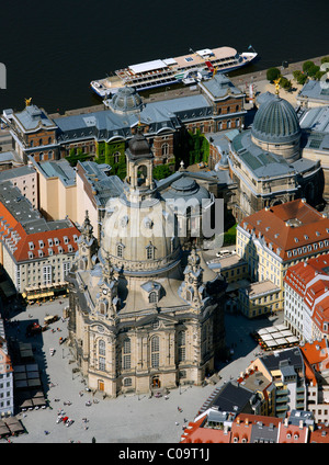 Aerial view, Frauenkirche Church of Our Lady, Dresden, Saxony, Germany, Europe Stock Photo