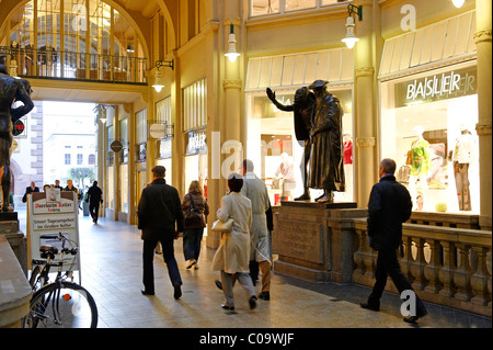 Faust and Mephisto in front of Auerbach's Keller, Maedler Passage shopping arcade, Leipzig, Saxony, Germany, Europe Stock Photo