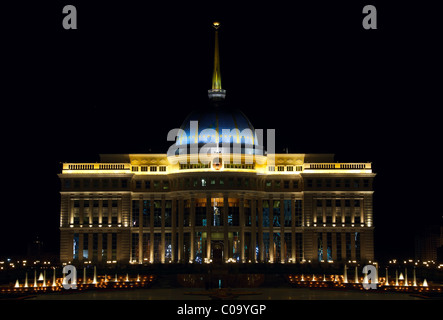 Night view of the President palace. Astana, Kazakhstan. Stock Photo