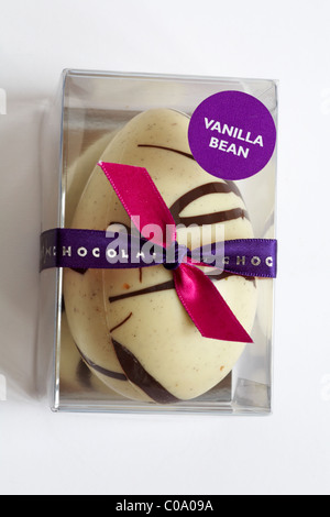 Vanilla bean white chocolate Easter egg on white background Stock Photo