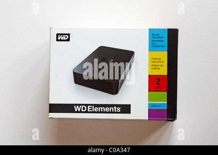 new boxed WD Elements external hard drive isolated on white background Stock Photo