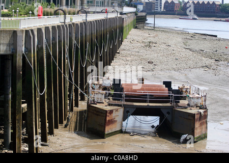 Thames barge at Hermitage Riverside Memorial Gardens, Wapping, London, UK. Stock Photo