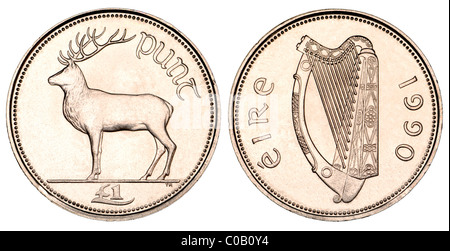 Irish 1 Punt coin from 1990 Stock Photo