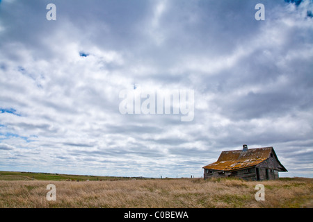 An abandoned farm house on the prairies, Canada Stock Photo
