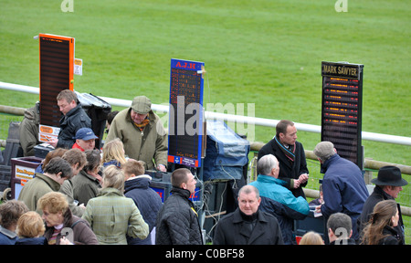 Bookmakers beside a UK national Hunt racecourse. Stock Photo