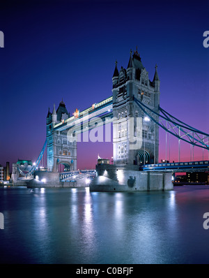 Tower Bridge and River Thames at dusk, London, UK Stock Photo