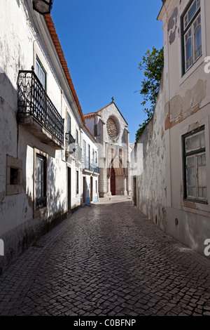 Santo Agostinho da Graça church and “Casa do Brasil”, city of Santarém, Portugal. Mendicant/Flamboyant Gothic Architecture. Stock Photo