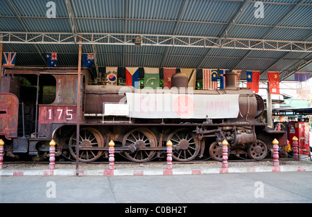 Historic Japanese Steam Locomotive No. 175 near the Bridge on the River Kwai, World War II Museum, Kanchanaburi, Thailand Stock Photo