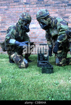 British solders in NBC chemical warfare suits during a training exercise Stock Photo