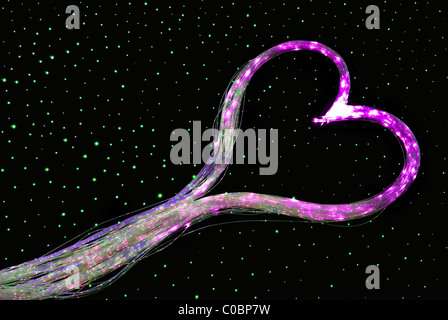 Heart shaped fiber optic cables. Stock Photo