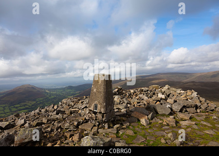 Trig point on Pen Alt-Mawr Black Mountains Brecon Beacons National Park Wales UK Stock Photo