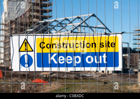 a keep out notice at a construction site in cornwall, uk Stock Photo