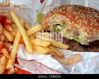 Burger King whopper meal burger and fries Stock Photo