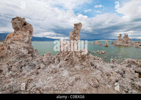 The tufa rock formations (precipitated calcium carbonate) that have formed in Mono Lake, California, USA Stock Photo