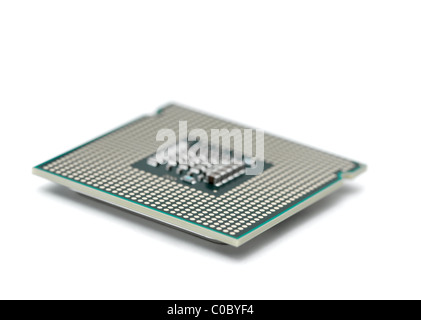 Computer processor isolated on white background, shallow focus near the closer edge Stock Photo