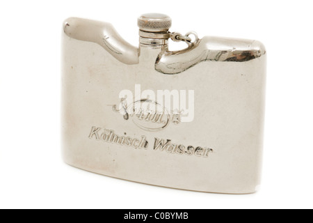 Very rare 1930's Eau de Cologne metal travel flask by 4711 Stock Photo