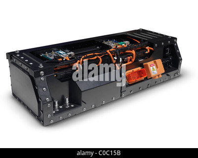 License available at MaximImages.com - 2012 Ford Focus Electric car Lithium Ion battery pack. Isolated on white background with clipping path. Stock Photo