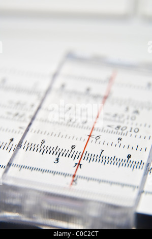 Close up of a slide rule Stock Photo