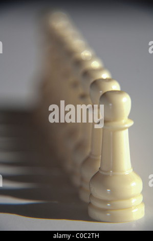 Rank of chess pawns Stock Photo