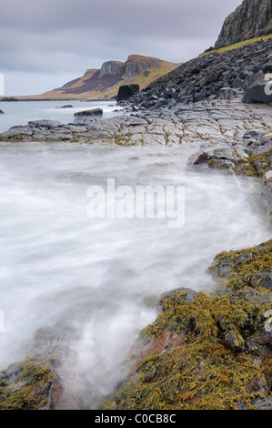 Isle of Skye, sea cliffs near Kilt rock on the trotternish peninsula ...