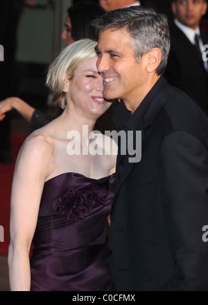 Renee Zellweger and George Clooney UK premiere of 'Leatherheads' held at the Odeon Leicester Square - Arrivals London, England Stock Photo