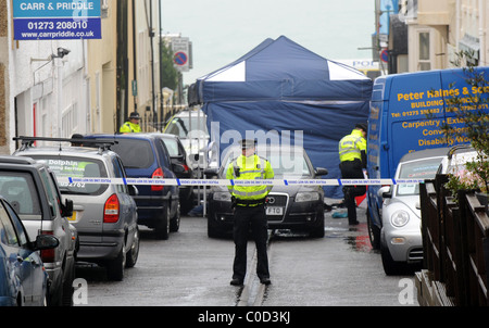 Scene of a shooting in Rock Street, Brighton. The Police opened fire on Michael Fitzpatrick during a raid, he died in hospital Stock Photo