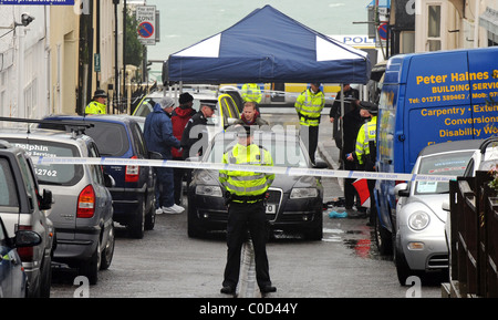 Scene of a shooting in Rock Street, Brighton. The Police opened fire on Michael Fitzpatrick during a raid, he died in hospital Stock Photo