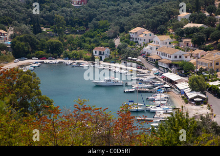 The harbour at Agios Stefanos AKA San Stefanos in the North East of Corfu Stock Photo