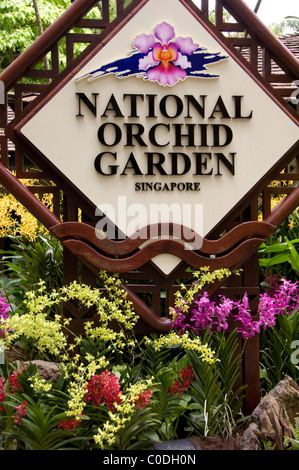Asia, Singapore (Sanskrit for Lion City). National Orchid Garden located within the Botanic Gardens. Stock Photo