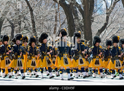 Bagpipers at the St. Patrick's Day Parade on Fifth Avenue in New York City. Stock Photo