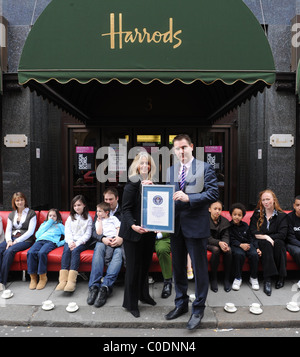 The worlds longest sofa is presented at Harrods as part of their their Design Icons Season London,England- 05.05.08 Stock Photo