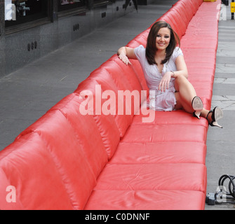 The worlds longest sofa is presented at Harrods as part of their their Design Icons Season London,England- 05.05.08 Stock Photo