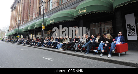 The worlds longest sofa is presented at Harrods as part of their their Design Icons Season London,England- 05.05.08 Stock Photo