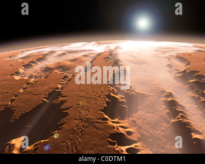 Artist's concept of the Valles Marineris canyons on Mars. Stock Photo