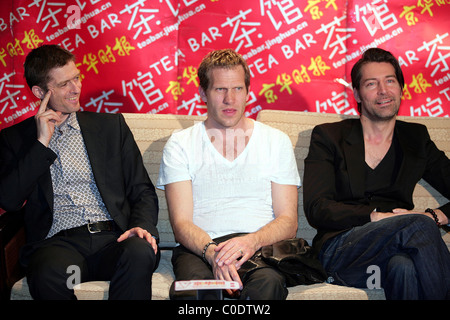 TEA WITH MLTR IN CHINA Danish band Michael Learns To Rock have entered the record books - as the first foreign group to be Stock Photo