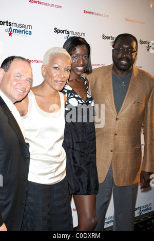 Guest, Marita Monroe, Maya Monroe and Earl Monroe Sport Museum of America opening night gala - Arrivals New York City, USA - Stock Photo