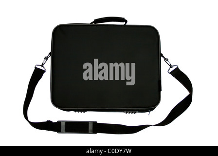 Black Nylon Laptop Carrying Case. Isolated on white. Stock Photo