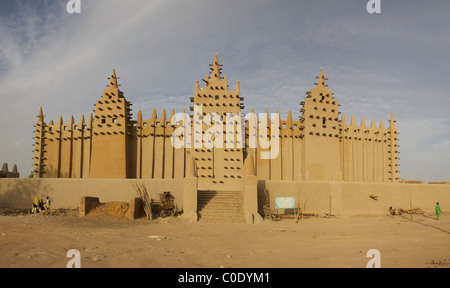 The big mosque in Djenne and the traditional mud building in Mali. Stock Photo