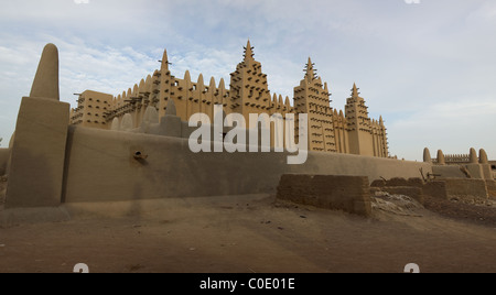 The big mosque in Djenne and the traditional mud building in Mali. Stock Photo